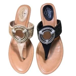 St. John’s Bay O-Ring Sandals in Brown & Black Size 7 1/2